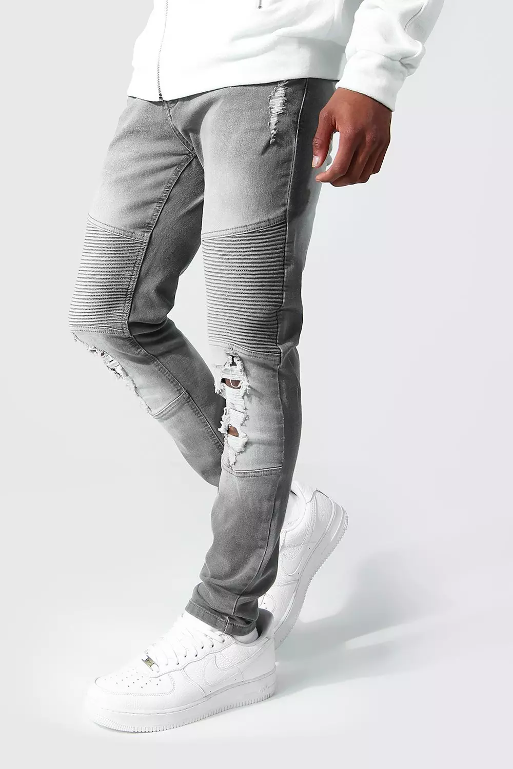 Skinny Stretch Zip Pocket Biker Jeans